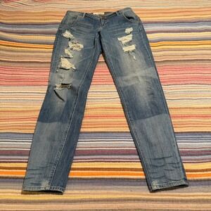 Dittos Boyfriend Crop Low Rise Distressed Jeans Blue Size 26 3021470M